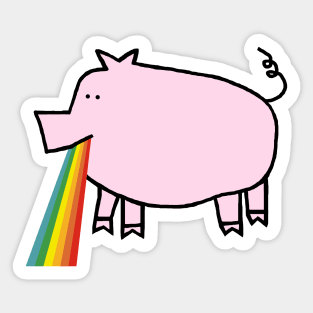 Animals with Rainbow Puke Pink Pig Sticker